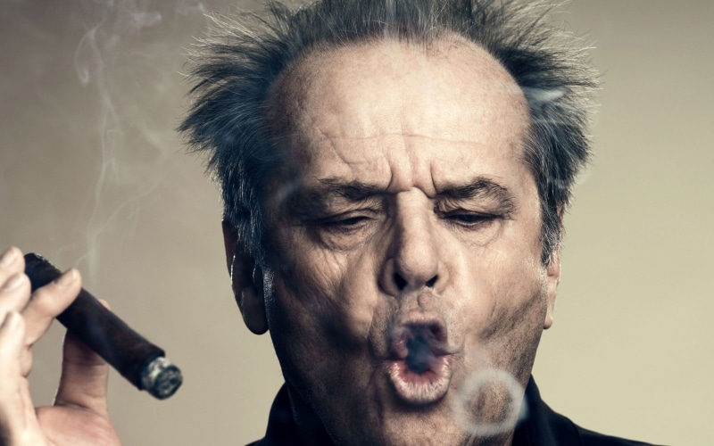 Jack Nicholson, 2K, actor, smoking, cigars