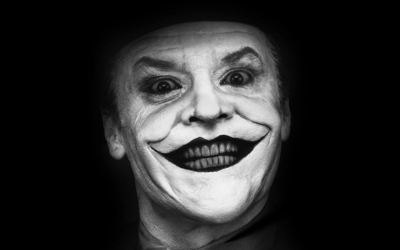 spooky, close-up, photo, portrait, adult, human face, studio shot, one person, emotion, bizarre, 1080P, fear, Batman, black background, headshot, actor