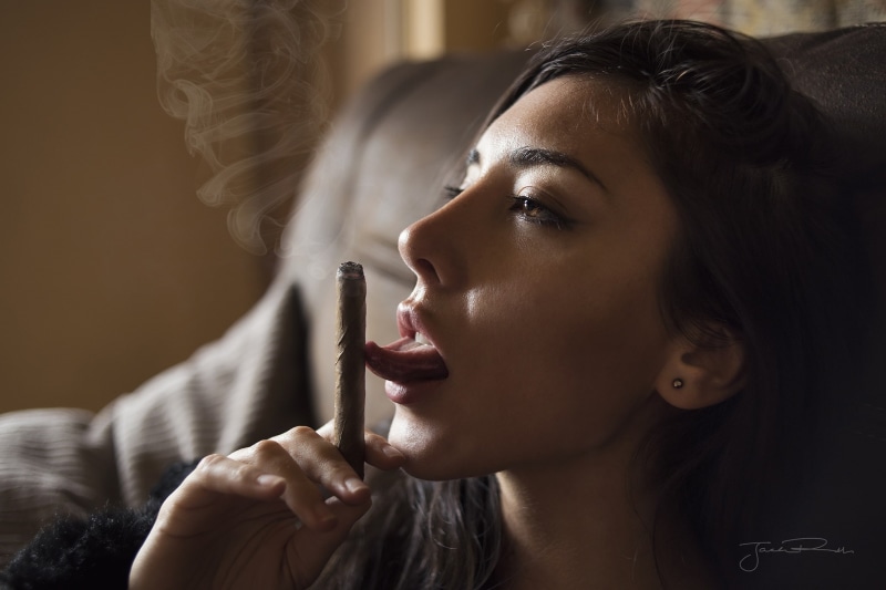 women, tongues, Nicole Barbieri, smoking, cigars, Jack Russell, face, model, 1080P