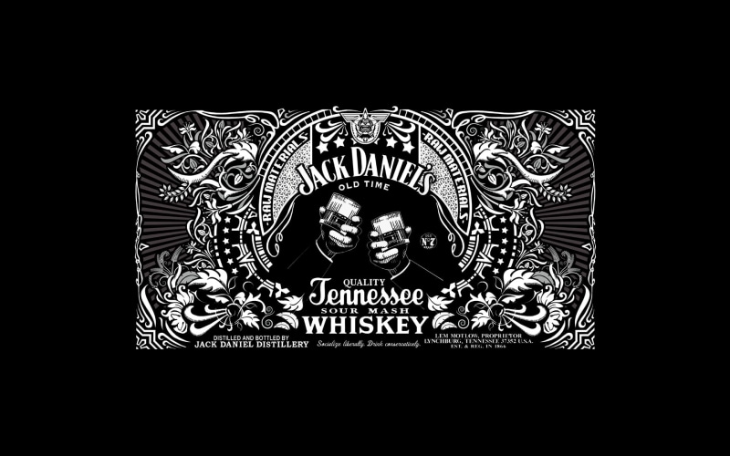 Jack Daniels, copy space, daniels, logo, indoors, studio shot, craft, representation, jack, architecture, portrait, black background, 1080P, front view