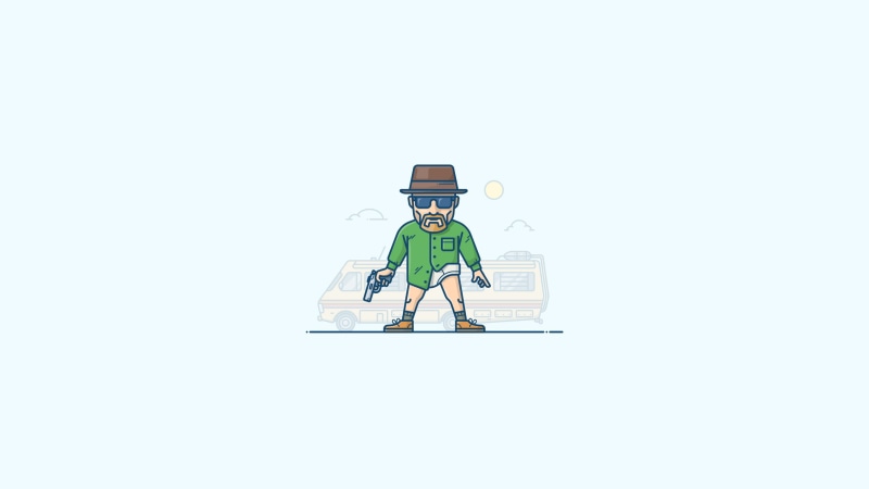 illustration, Walter White, Heisenberg, white  background, 2K, Breaking Bad