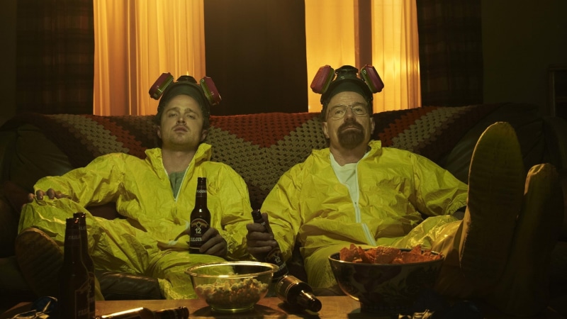 beer, couch, 1080P, Jesse Pinkman, Bryan Cranston, Breaking Bad, Walter White, Aaron Paul