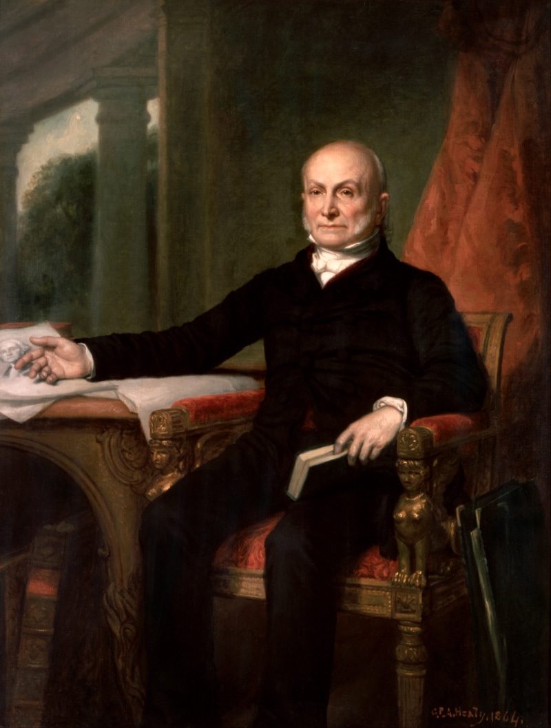 adams, indoors, people, John Quincy Adams, arts And Entertainment, public domain, adult, lifestyles, clothing, senior Adult, seat, three quarter length