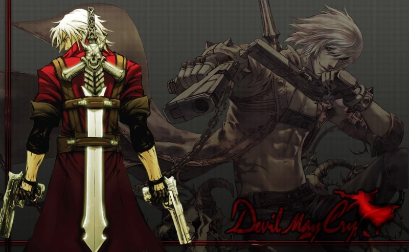 obscured face, sword, devil, representation, indoors, Dante, anime, cry, Devil May Cry, art and craft, demon, sculpture, real people, human representation