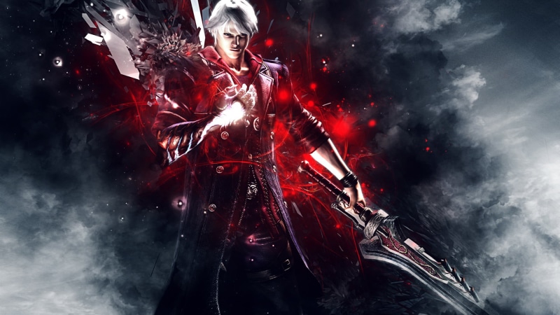  event, front view, spooky, Abstract, looking at camera, one Person, backgrounds, DMC 4, beautiful woman, imagination, music, Capcom, Video Game