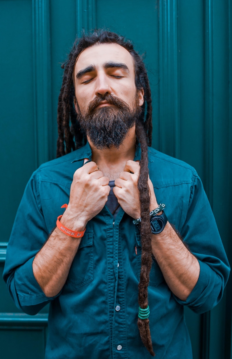 males, indoors, one Man Only, men, adult, man, beard, wearing, holding, long, serious, people, dress, shirt, human body part, guy, front view, caucasian Ethnicity