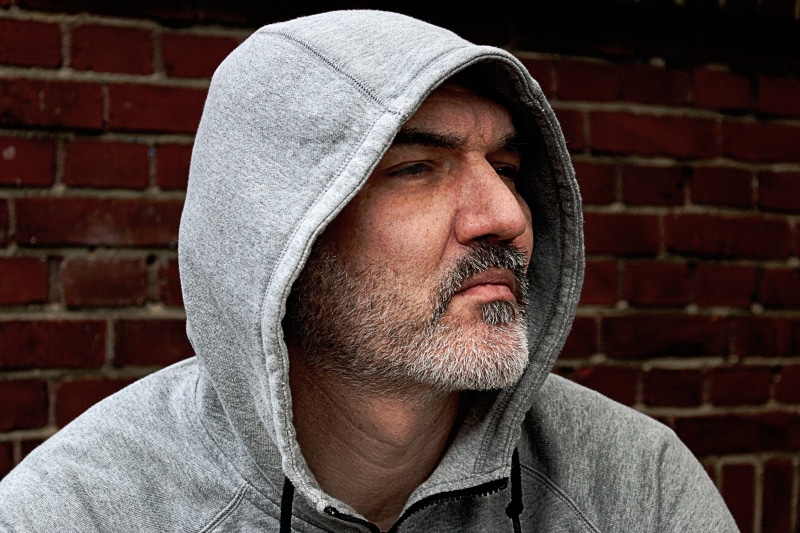 portrait, beard, serious, people, 5K, profile, color Image, hooded Shirt, wall, brick, hoodie, jacket, contemplation, headshot, looking in, lifestyles