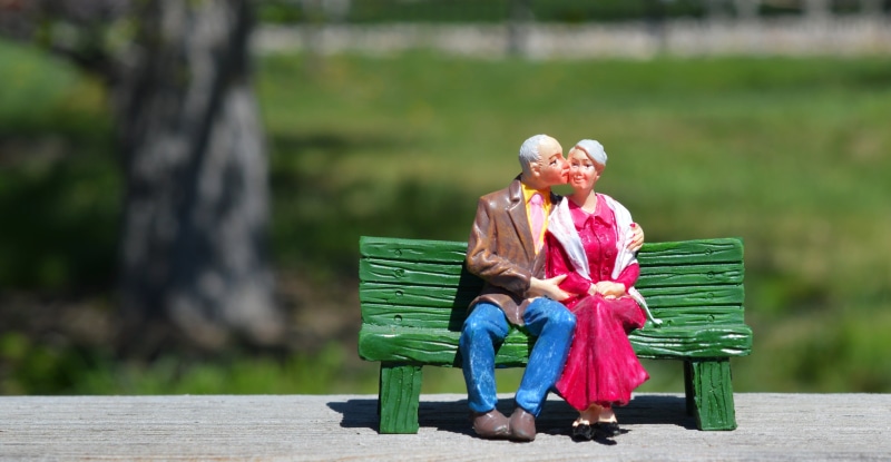 red, grandparents, happy, man, old couple, full length, 4K, figurine, focus, elderly, couple, married, senior adult, shallow, day, together, wearing, nature