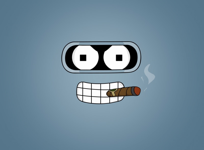 number, 2K, symbol, face, technology, Cigar, blue background, illuminated, capital letter, nature, Futurama, Bender, western script, communication, copy space