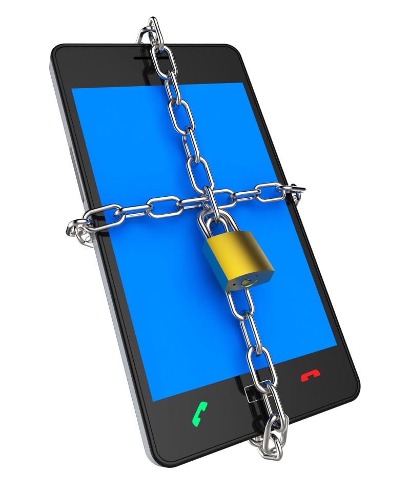 unauthorized, secure, wireless technology, phone, chain, close-up, encryption, cut out, forbidden, encrypt, private, smart phone, security, secured, single object