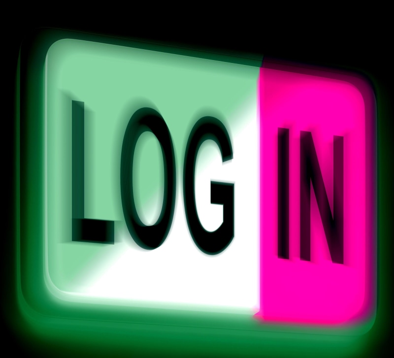store sign, username, glowing, information, register, enter, black background, close-up, purple, log, communication, black color, log in, sign in, cut out