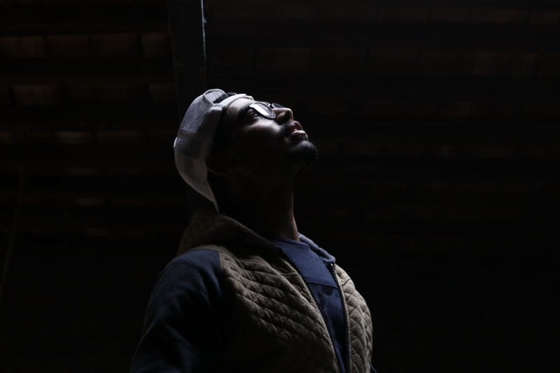 despair, young, side view, solitude, looking, white, dark, hopelessness, lifestyle, studio, man, outdoor, profile view, indoors, sadness, positive, men