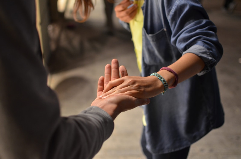 man and woman, bonding, women, group Of People, friend, casual clothing, outdoors, couple - relationship, holding hands, hands, woman, 4K, midsection