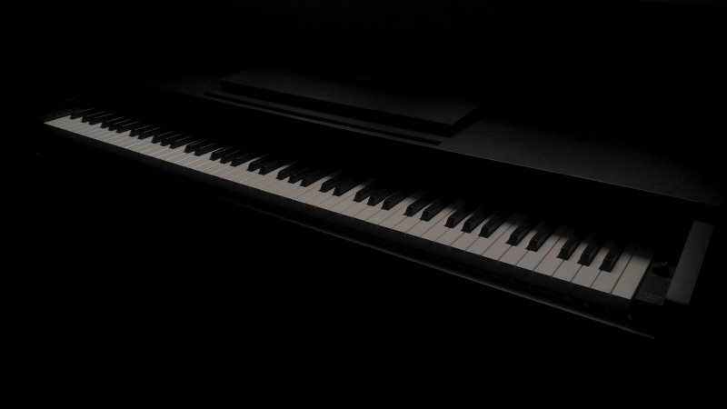 close-up, piano key, piano, instrument, black background, no people, music, musical equipment, 4K, black color, pattern, black, keyboard instrument, wood - material