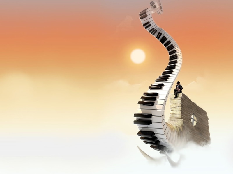 480P, fantasy, piano keys, hd, Jazz, piano, abstract, man, Music, art