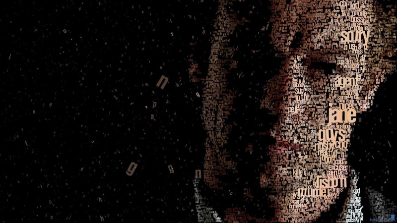architecture, pattern, art and craft, collared, western script, wall - building feature, communication, close-up, indoors, black, 1080P, men, day, The Mentalist