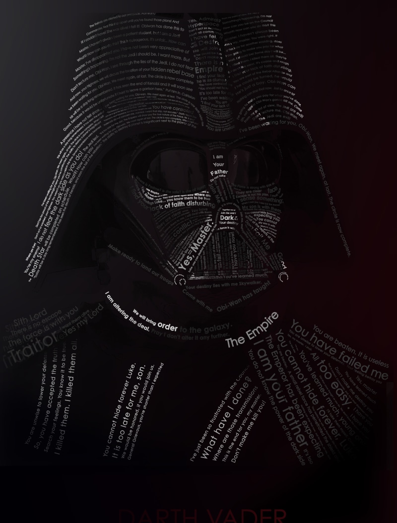 star, wars, darth, hd, typographic, art, 4K, movies, typography, portrait, vader, Star Wars, entertainment, x
