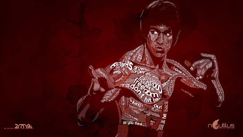 Chinese, digital art, Bruce Lee, 1080P, typographic portraits