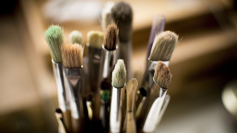 depth of field, paintbrushes, 2K