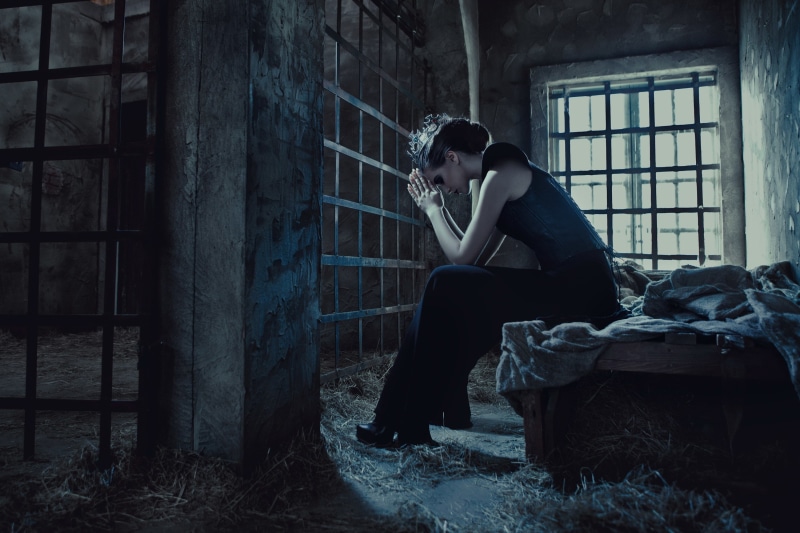 architecture, full length, 2K, jail, contemplation, building, side view, ruined, obsolete, model, indoors, depression - sadness, gates, women, lifestyles