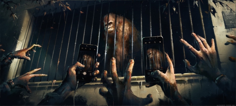 art and craft, religion, arts culture and entertainment, gorillas, sculpture, creativity, jail, real people, arms raised, performance, people, adult, painting