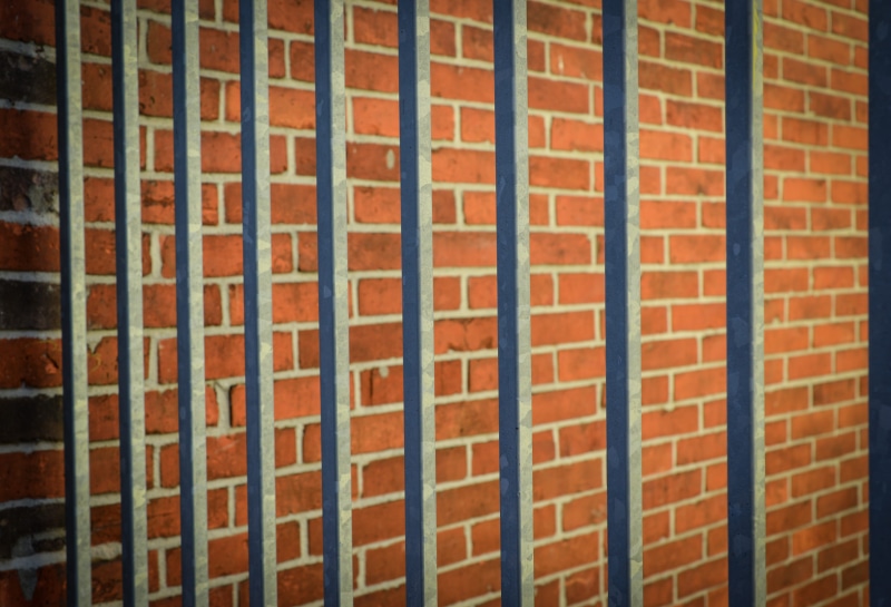 backgrounds, full frame, no people, vintage, jail, brick, wall, architecture, wood - material, design, selective focus, brown, brick wall, bars, repetition