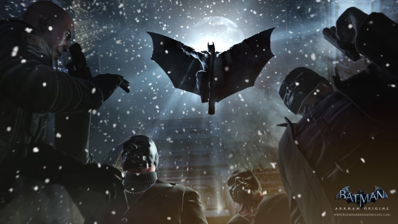 video games, illuminated, togetherness, Batman: Arkham Origins, emotion, motion, adult, window, origins, Batman, group of people, celebration