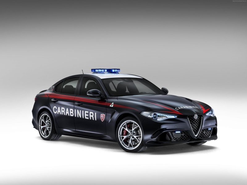 Alfa Romeo Giulia Quadrifoglio Carabinieri, safety car, 4K, police