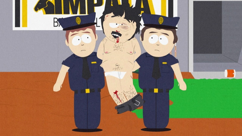 cartoon/comic, blood, park, south, hd, 720P, marsh, jump, randy, police, arrest