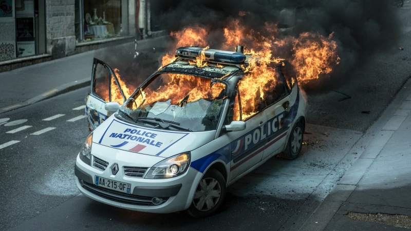 France, police, vehicle, Renault, 1080P, car, fire