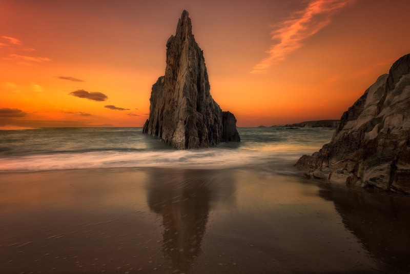 sunrise  sunset, landscape, sky, coastline, great  sea, cliff, rock, dusk, lines, clouds, rock formation, golden hour, sea, II, rock - Object, seashore
