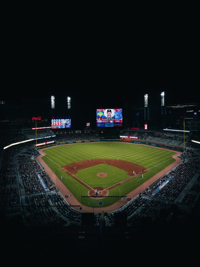high angle view, outdoors, sport, 5K, built structure, grass, nature, suntrust park, game, competition, building exterior, architecture, stadium, atlanta