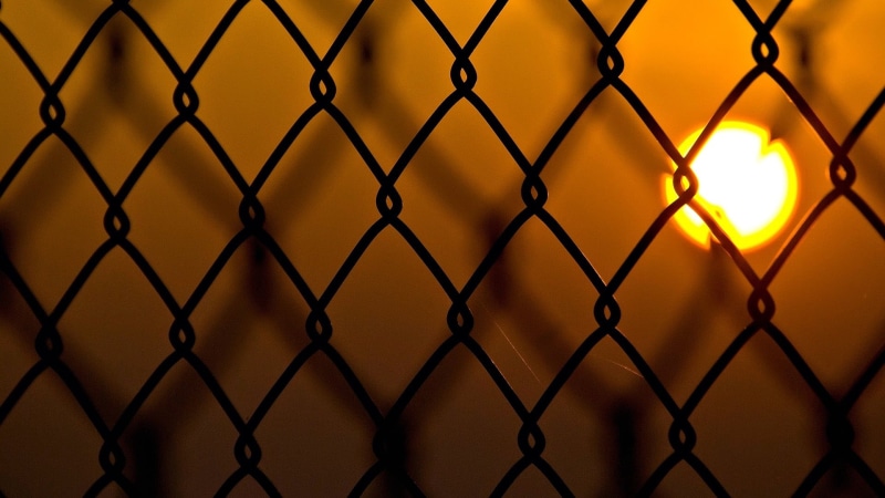 orange color, backgrounds, metal, gate, 1080P, close-up, focus on foreground, fence, security, sunset, sky, sun, no People, outdoors, nature, safety, barrier