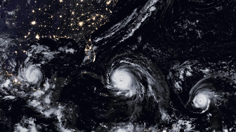 nasa, night, night lights, hurricane, america, city lights, storm, space photography, typhoon, atlantic ocean, clouds, ocean, cyclone, earth, 4K