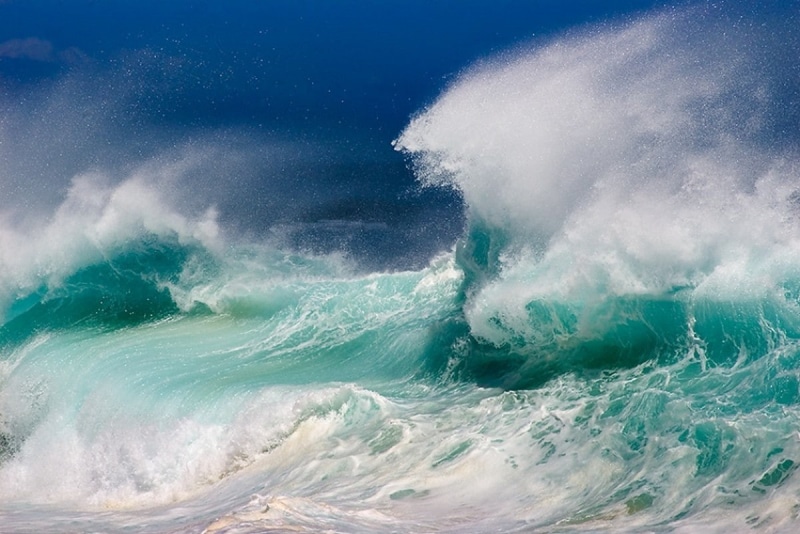 480P, landscape, blue, green, waves, sea, water, nature, wind, white, beach