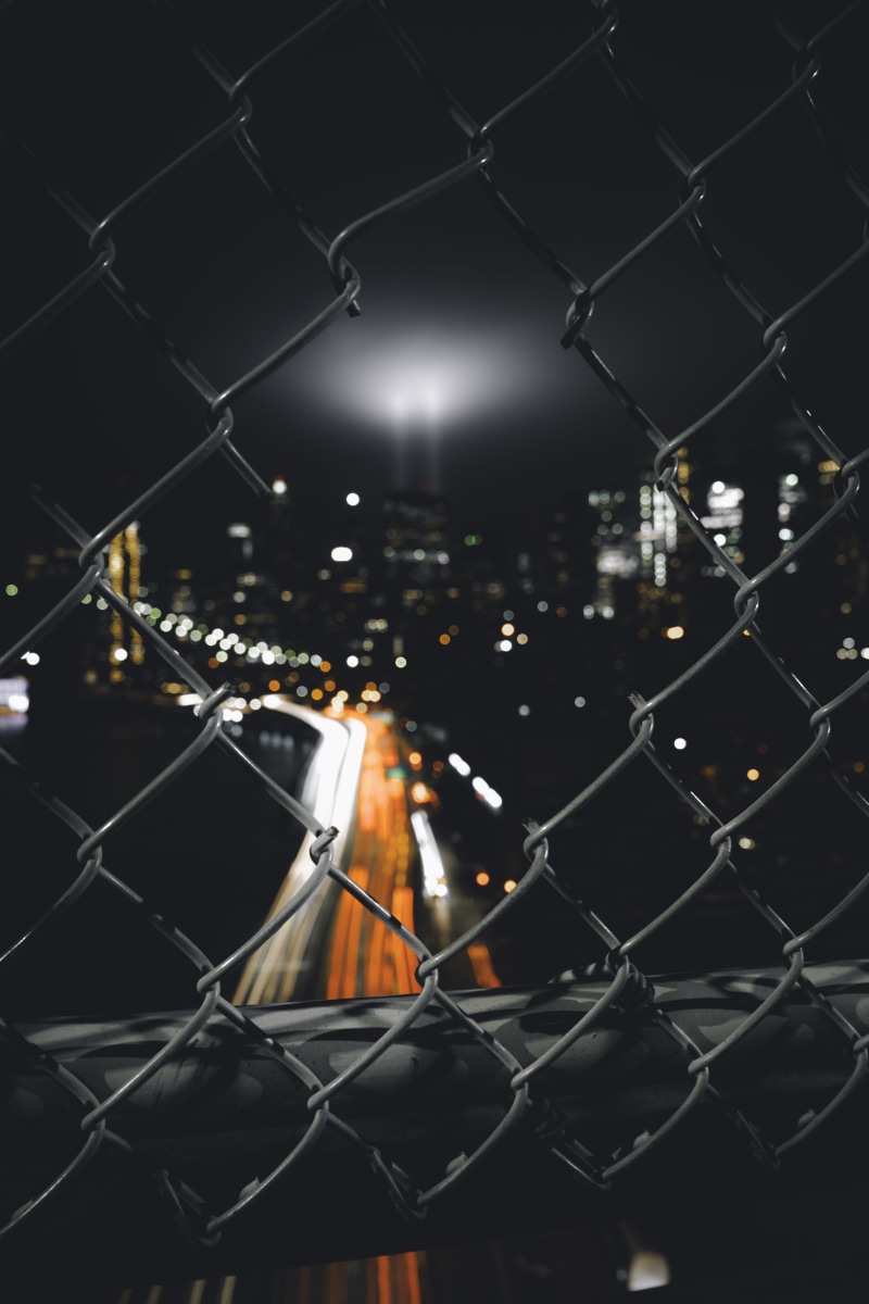 night city, blur, mesh, 5K, glare, fence