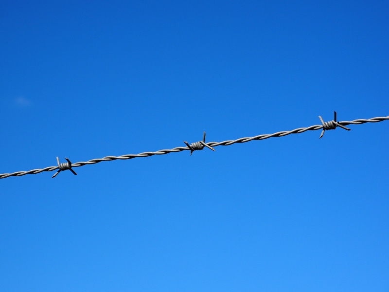 connection, copy space, demarcation, no people, sign, communication, limit, safety, technology, protection, outdoors, blue, day, forbidden, security, exclusion