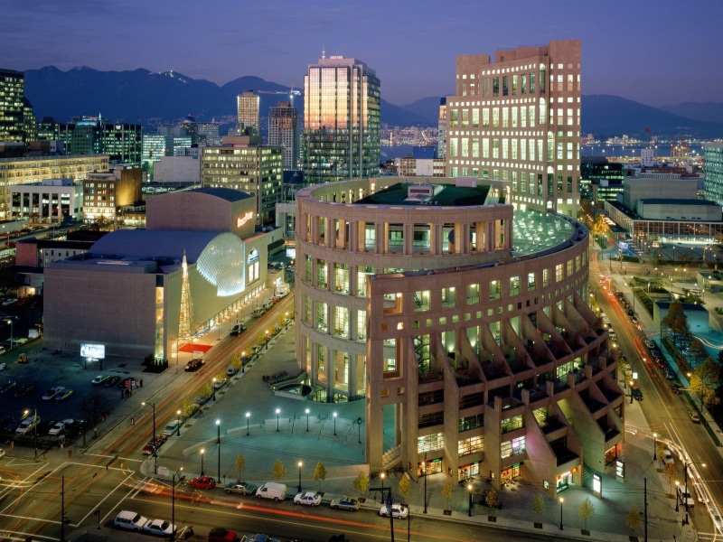 British Columbia, library, architecture, city, Vancouver, Vancouver Public Library, cityscape, 720P