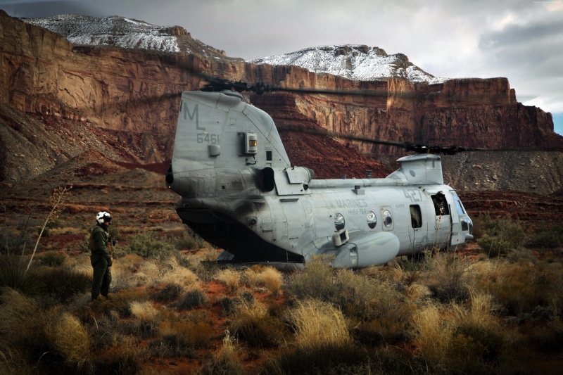 U.S. Army, pilot, Boeing, transport helicopter, Chinook, CH-47, Grand Canyon Village, 4K