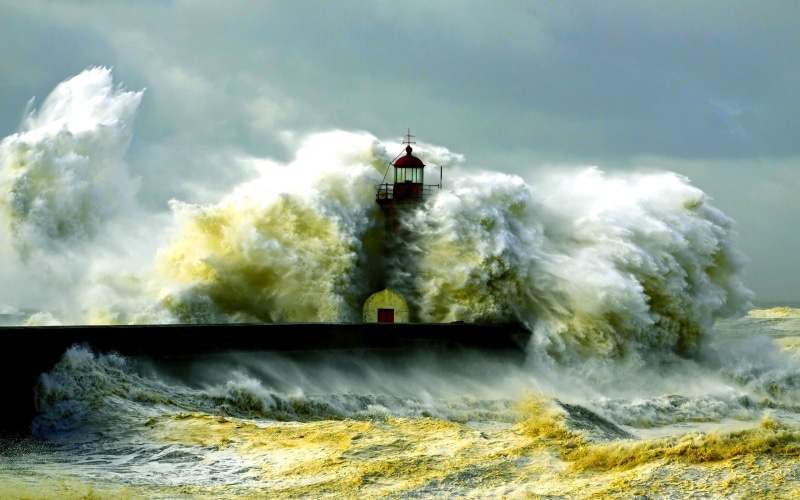 2K, Sea, Lighthouse, Waves, Storm, Coast