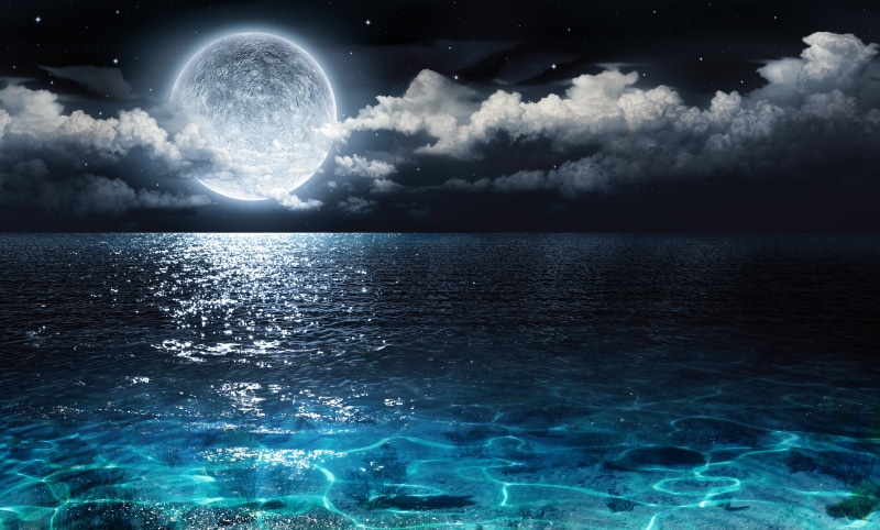 Earth, 5K, Night, Moon, Ocean, Sea, Cloud