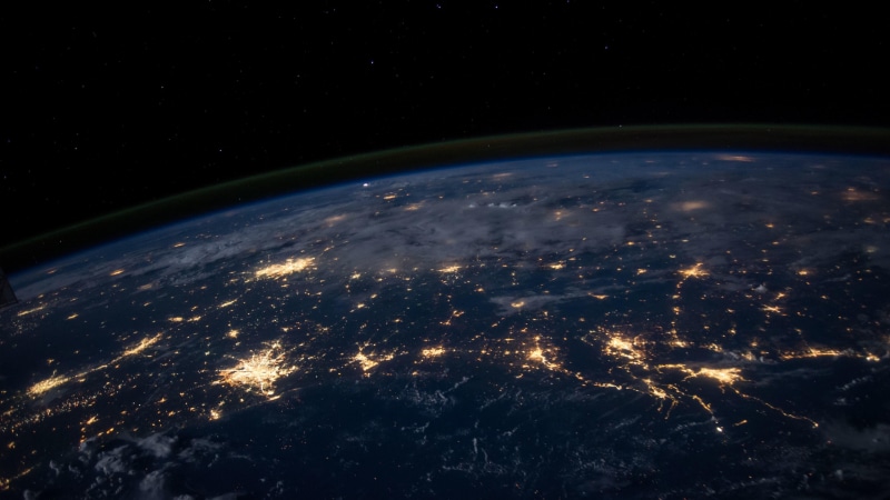 planet, night, terra, earth, surface, lights, 4K