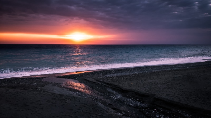 orange, nature, italia, summer, beach, shore, photography, sun, 1080P, pink, Seascape, Calabria, sand, Paola, paola, dusk, italy, stormy, weather, sky