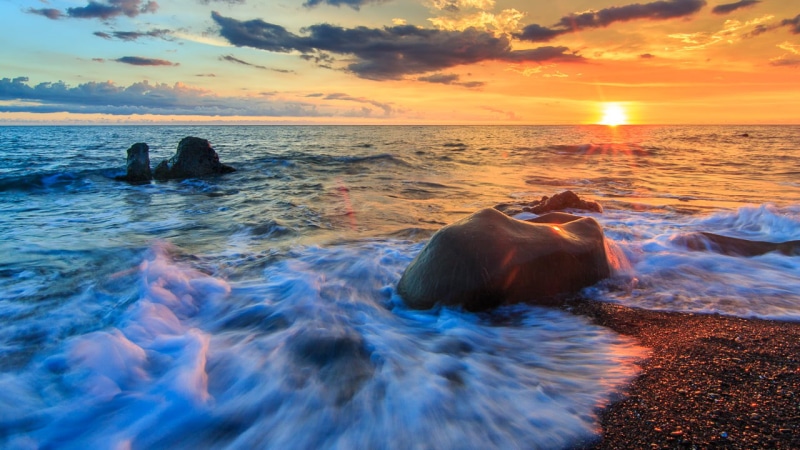 海岸, beach, photography, seascape, sky, rock - Object, water, Taiwan, wave, dusk, summer, Fangshan, splashing, sea, sea wave, coastline, nature, IMG, lapse
