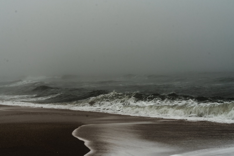 coast, leisure activities, storm, nature, aquatic sport, surfing, non-urban scene, water, weather, fog, day, land, promontory, power, ocean, sea waves