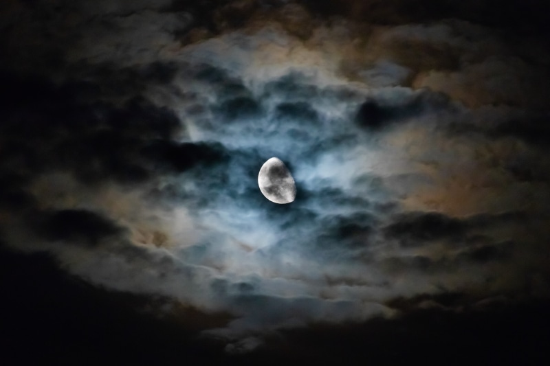 astronomy, exposure, air, cloud, night, cloudy, flying, clouds, planet - Space, light, photography, moon, sphere, dark, light - Natural Phenomenon, blue