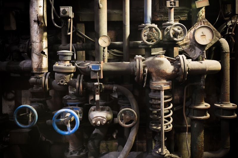 pipe, 5K, boiler, steam manifold, valves, crane, pressure gauges