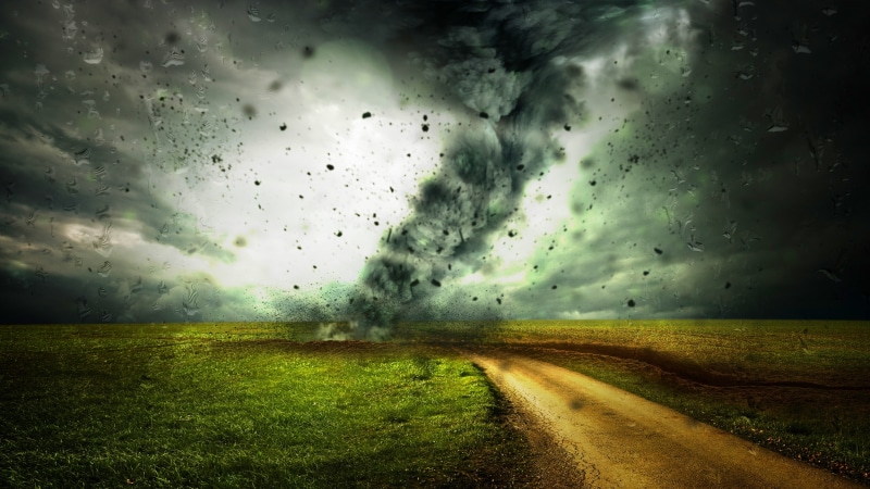 tornado, meadow, 5K, meteorological phenomenon, whirlwind, field, supercell, dirt road, storm
