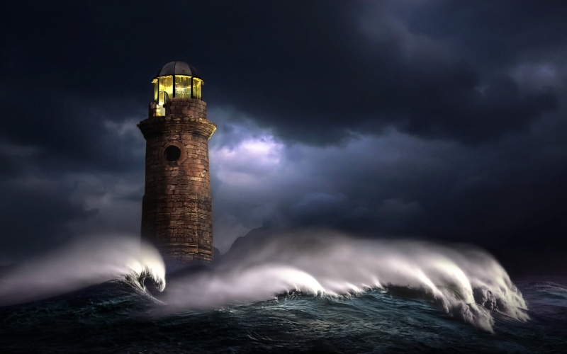 digital art, building exterior, motion, cloud - sky, water, waves, night, 1080P, 500px, nature, power in nature, architecture, dark, Nikos Bantouvakis