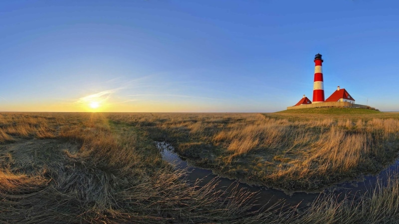outdoors, beauty in nature, sun, plant, Schleswig-Holstein, tower, lens flare, sea, white, day, non-urban scene, sunset, built structure, grass, 1080P